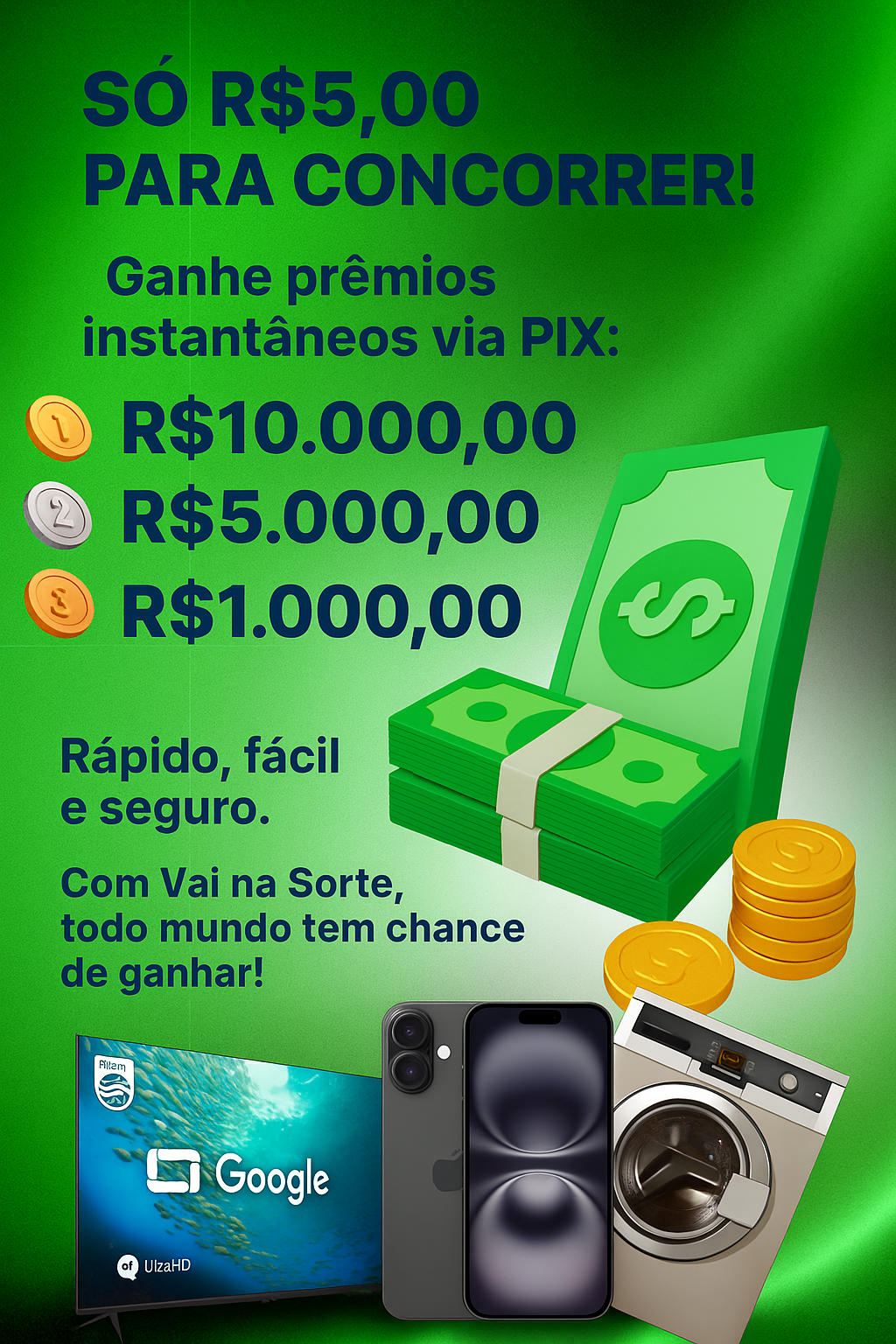 💰 Raspa & Ganha até R$10.000 no PIX 💰  🤑 Sorte Grande – Sua Chance de R$5 🤑